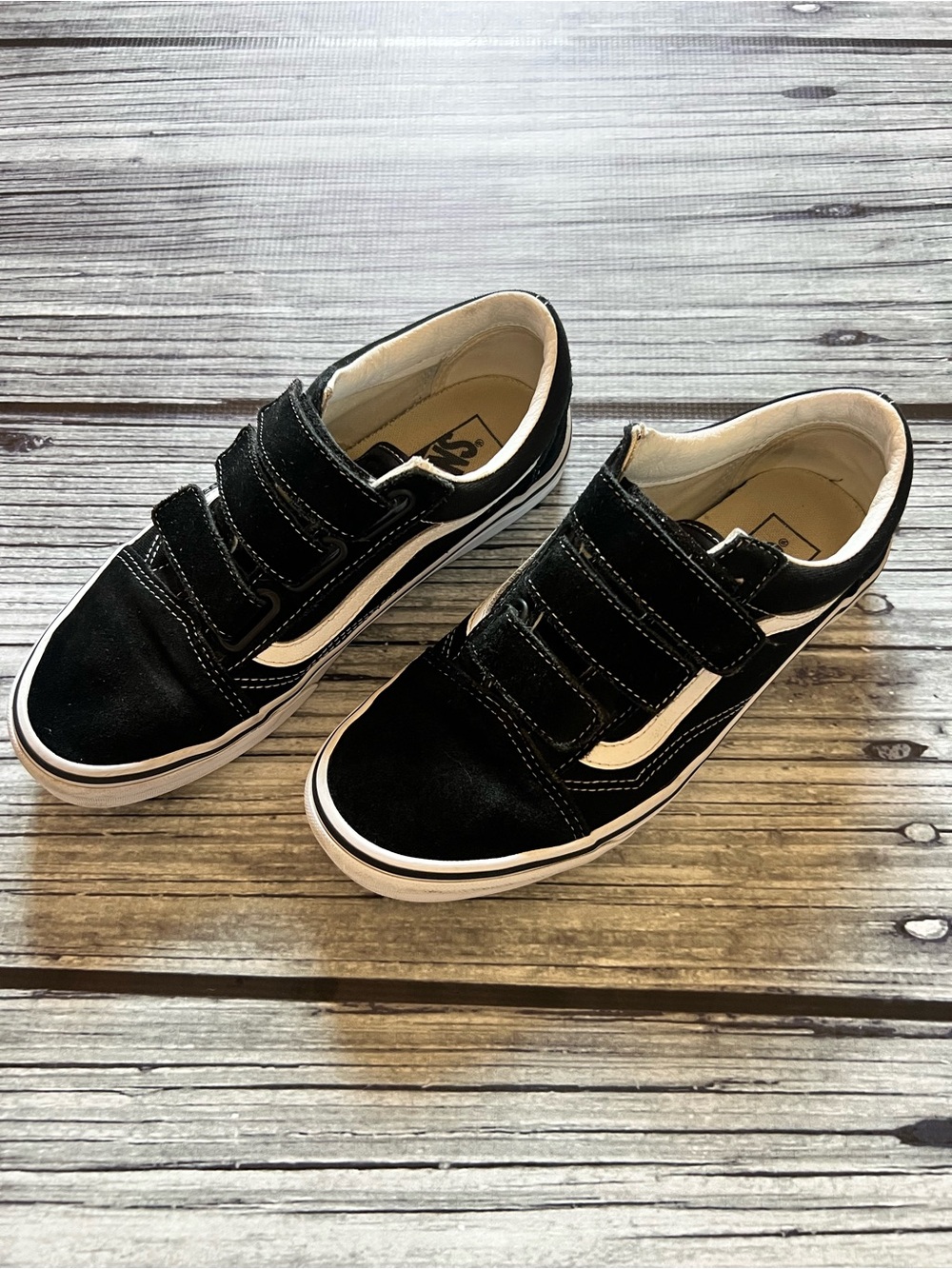 Vans Women’s Black and White Velcro Skate Sneakers
